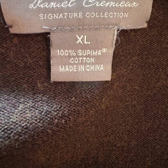 Men's Daniel Cremieux Signature Collection Brown V-Neck Sweater - Picture 4 of 6